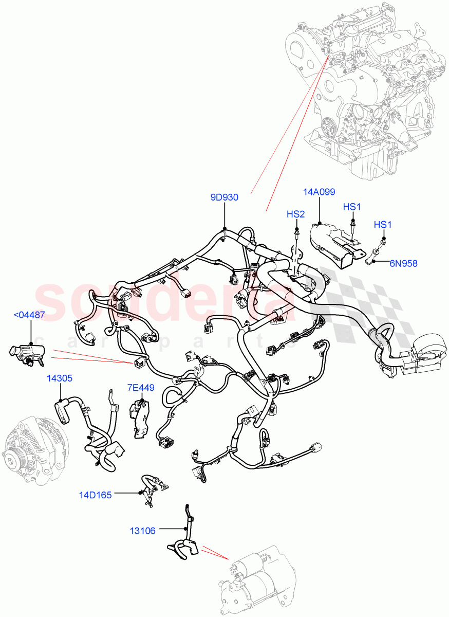 Electrical Wiring - Engine And Dash(3.0 V6 D Gen2 Twin Turbo)((V)FROMFA000001) of Land Rover Land Rover Range Rover Sport (2014+) [2.0 Turbo Petrol AJ200P]