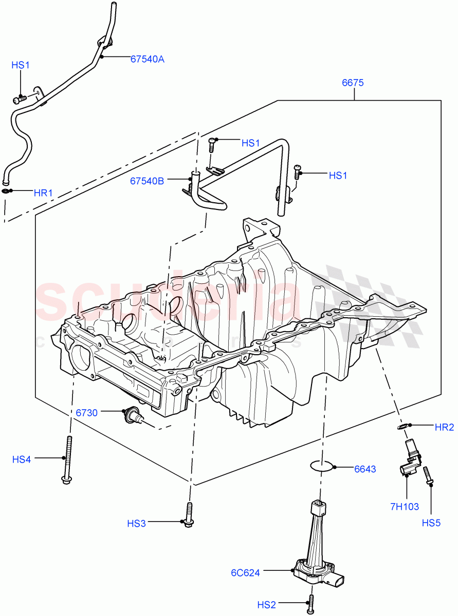 Oil Pan/Oil Level Indicator(5.0L OHC SGDI NA V8 Petrol - AJ133)((V)FROMAA000001) of Land Rover Land Rover Discovery 4 (2010-2016) [5.0 OHC SGDI NA V8 Petrol]