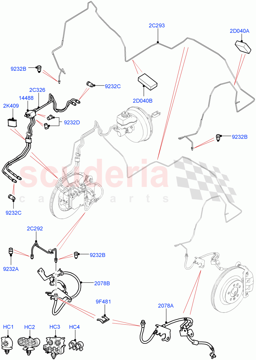Front Brake Pipes (Nitra Plant Build) (RHD) ((V) FROMK2000001, (V) TOL2999999) of Land Rover Land Rover Discovery 5 (2017+) [2.0 Turbo Petrol AJ200P]