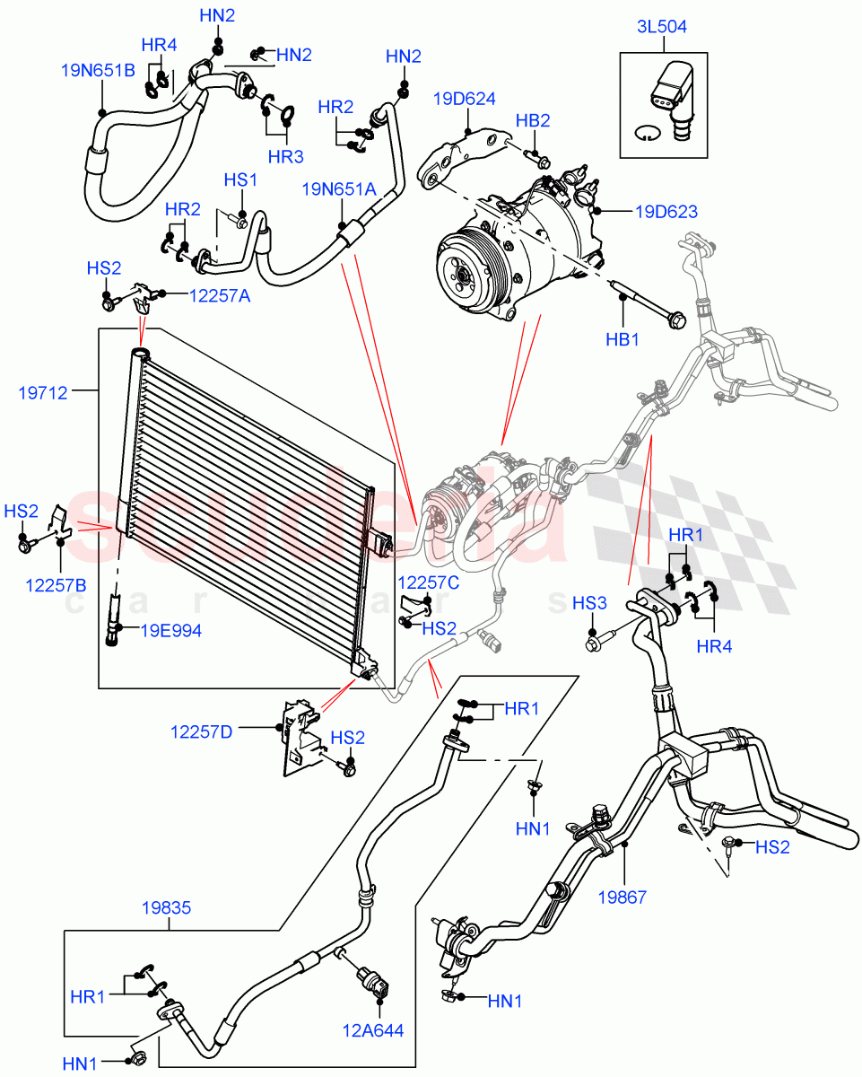 Air Conditioning Condensr/Compressr(Front)(3.0 V6 D Gen2 Twin Turbo) of Land Rover Land Rover Range Rover Velar (2017+) [3.0 Diesel 24V DOHC TC]