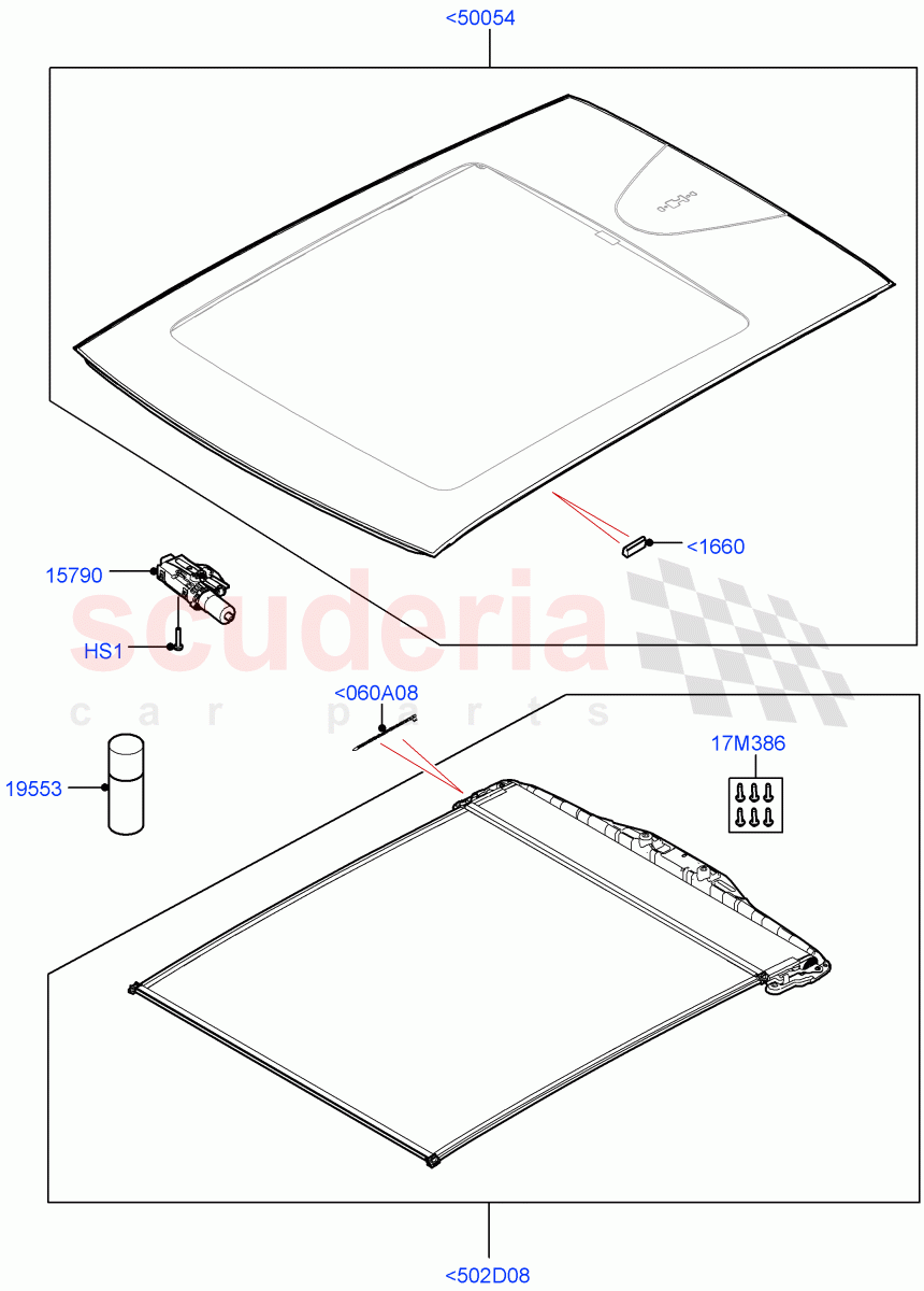 Panoramic Glass Roof(With Roof Conversion-Panorama Roof,Changsu (China)) of Land Rover Land Rover Range Rover Evoque (2019+) [2.0 Turbo Diesel AJ21D4]