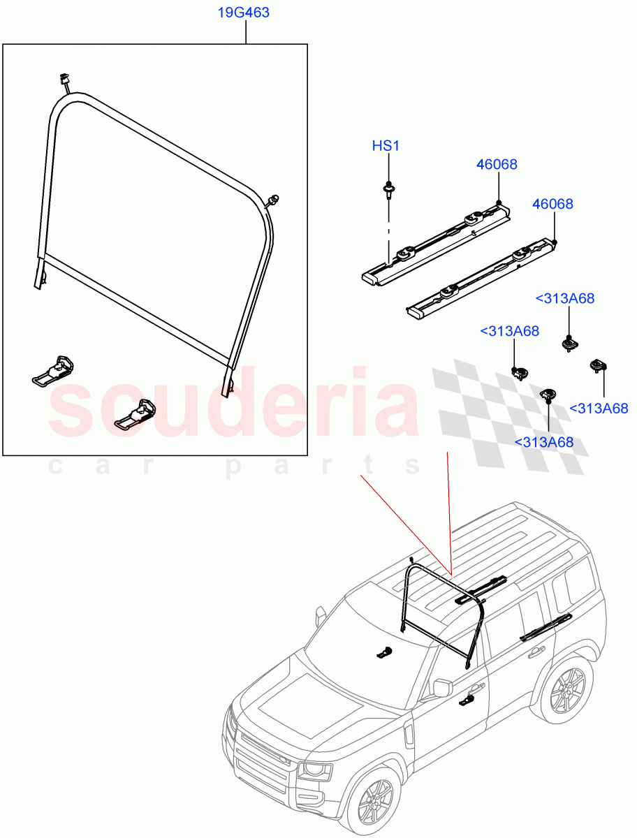 Load Compartment Trim(Floor, Cargo Retention)(Standard Wheelbase,Version - LE,Version - Core,Version - First Edition,Version - X-Dynamic,Version - X) of Land Rover Land Rover Defender (2020+) [3.0 I6 Turbo Diesel AJ20D6]