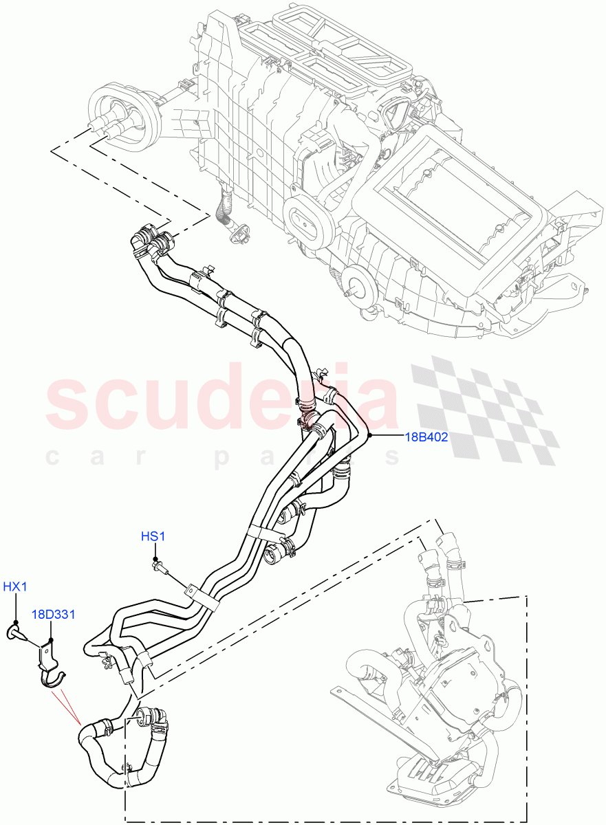 Heater Hoses(2.0L I4 DSL HIGH DOHC AJ200,Fuel Heater W/Pk Heat With Remote,2.0L I4 DSL MID DOHC AJ200) of Land Rover Land Rover Range Rover Velar (2017+) [3.0 I6 Turbo Petrol AJ20P6]