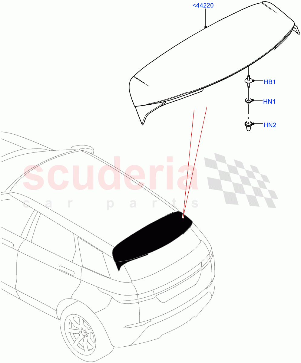 Spoiler And Related Parts (Changsu (China)) of Land Rover Land Rover Range Rover Evoque (2019+) [2.0 Turbo Petrol AJ200P]