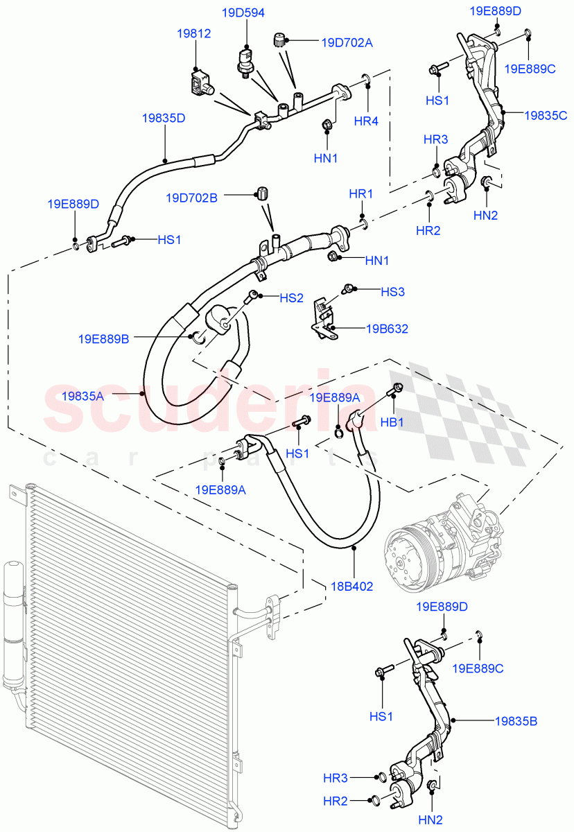 Air Conditioning System(Front)(Cologne V6 4.0 EFI (SOHC))((V)FROMAA000001) of Land Rover Land Rover Discovery 4 (2010-2016) [3.0 DOHC GDI SC V6 Petrol]