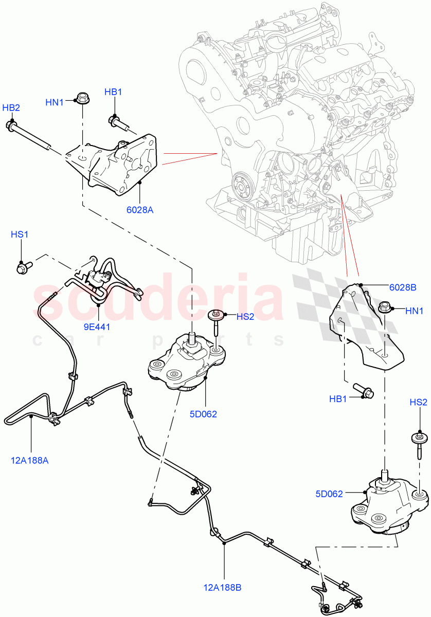 Engine Mounting(Solihull Plant Build)(3.0 V6 Diesel)((V)FROMHA000001) of Land Rover Land Rover Discovery 5 (2017+) [2.0 Turbo Diesel]