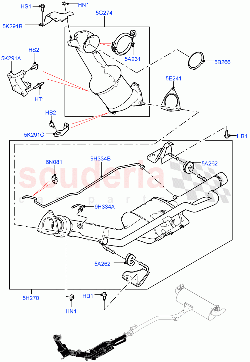Front Exhaust System (2.0L AJ20D4 Diesel Mid PTA, Proconve L6 Emissions, Itatiaia (Brazil)) ((V) FROMLT000001) of Land Rover Land Rover Discovery Sport (2015+) [2.0 Turbo Diesel]