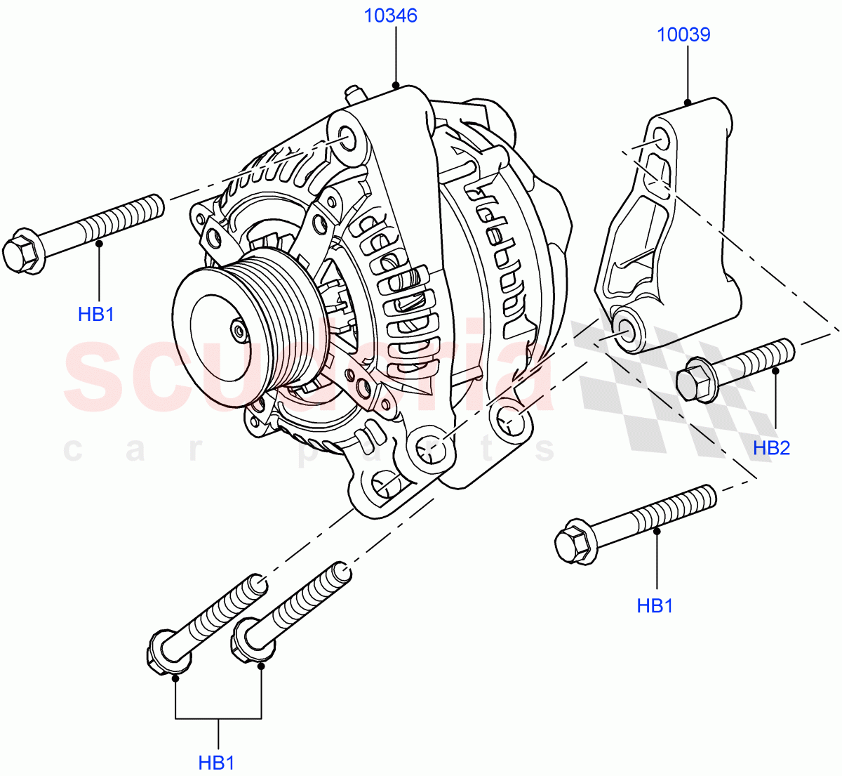 Alternator And Mountings (3.6L V8 32V DOHC EFi Diesel Lion) ((V) FROMAA000001) of Land Rover Land Rover Range Rover (2010-2012) [5.0 OHC SGDI SC V8 Petrol]