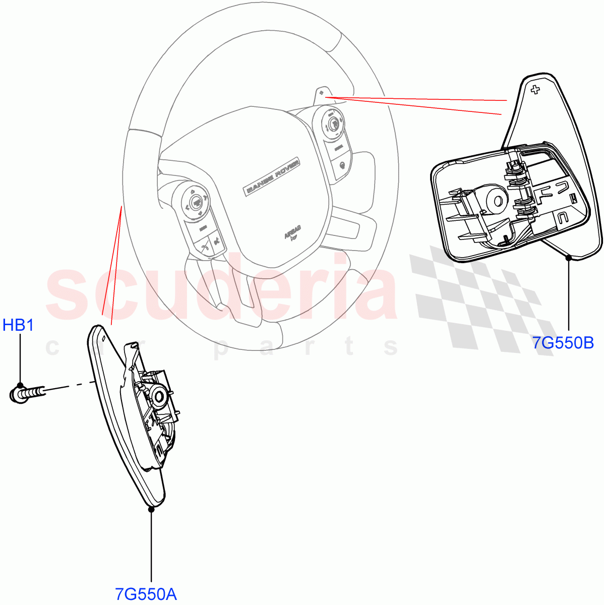 Gear Change-Automatic Transmission(Steering Wheel)(8 Speed Auto Trans ZF 8HP76,Paddle Shift,Paddle Shift - Noble,Paddle shift - Aluminium)((V)FROMKA000001) of Land Rover Land Rover Range Rover (2012-2021) [5.0 OHC SGDI SC V8 Petrol]