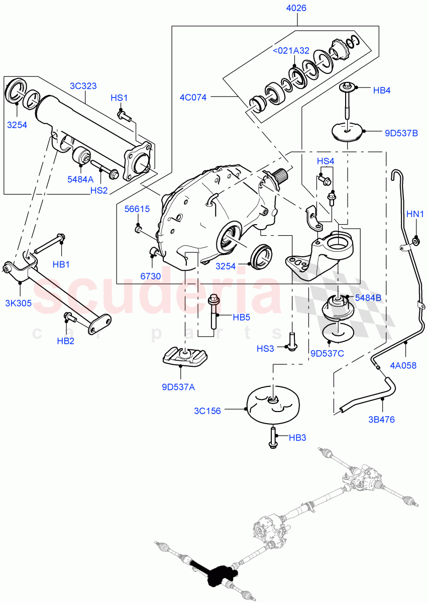 Front Axle Case(4.4L DOHC DITC V8 Diesel,8 Speed Auto Trans ZF 8HP70 4WD,3.0 V6 Diesel,8 Speed Auto Trans ZF 8HP45,2.0L I4 DSL HIGH DOHC AJ200,3.0L AJ20D6 Diesel High,8 Speed Auto Trans ZF 8HP76) of Land Rover Land Rover Range Rover Sport (2014+) [2.0 Turbo Petrol AJ200P]