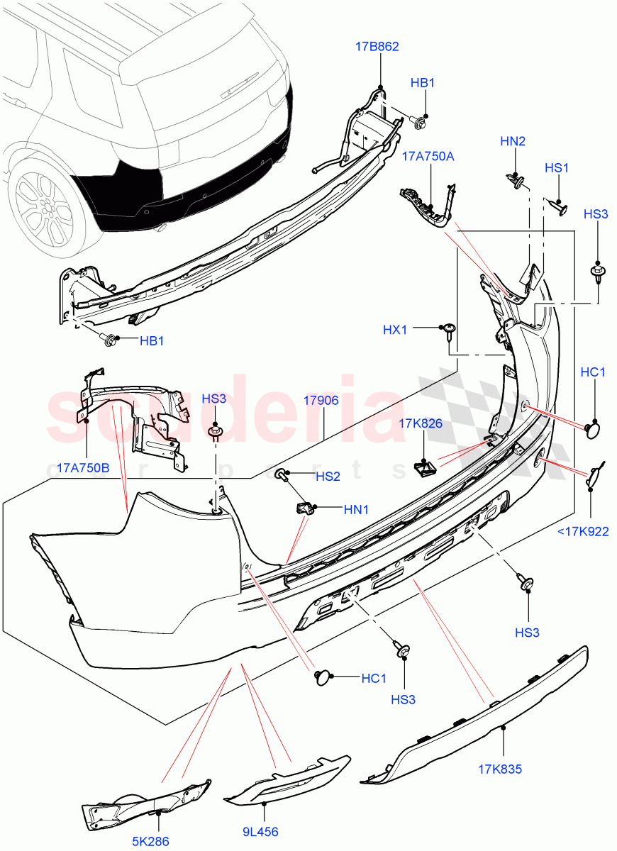 Rear Bumper(Itatiaia (Brazil),Rear Bumper Body Coloured Plastic)((V)FROMGT000001) of Land Rover Land Rover Discovery Sport (2015+) [2.0 Turbo Diesel AJ21D4]