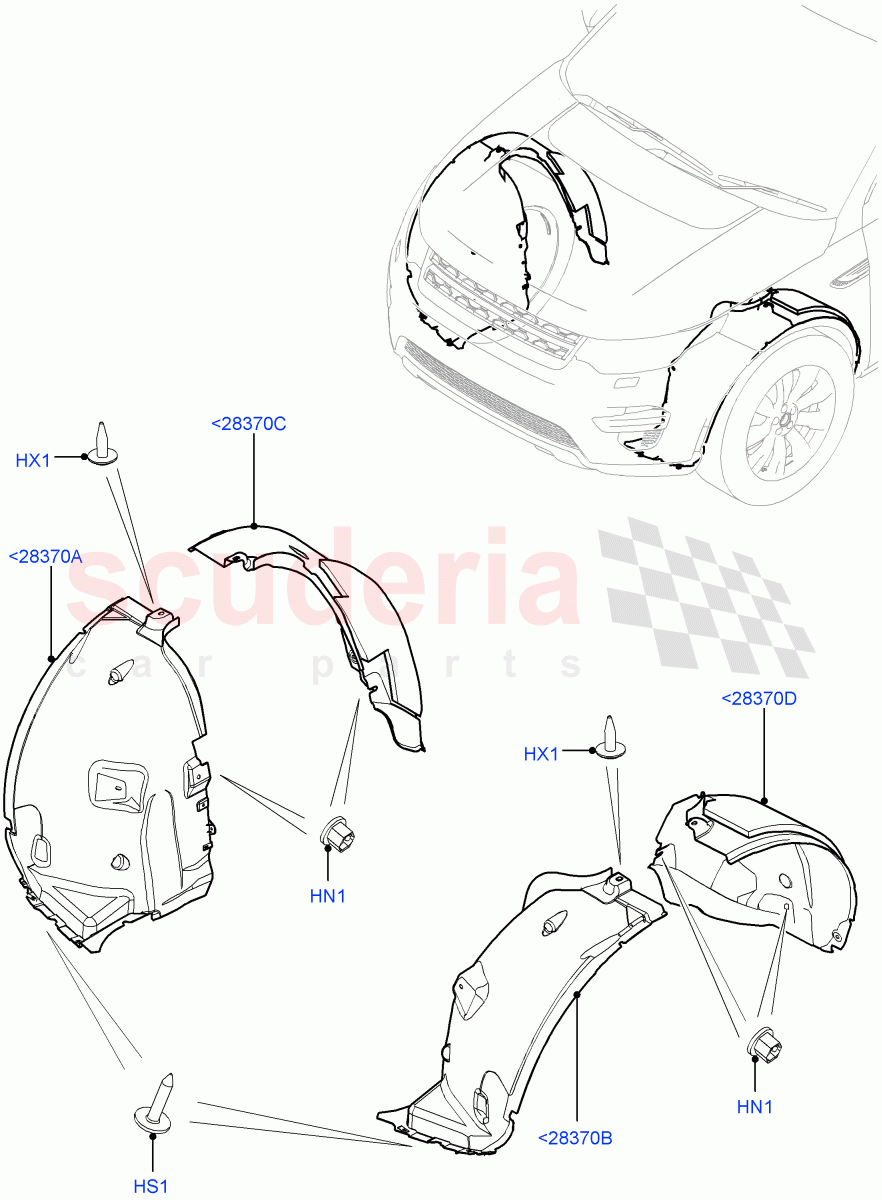 Front Panels, Aprons & Side Members(Wheelhouse)(Halewood (UK)) of Land Rover Land Rover Discovery Sport (2015+) [2.2 Single Turbo Diesel]