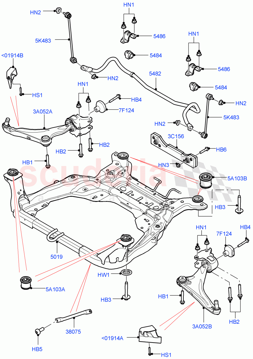 Front Susp.Arms/Stabilizer/X-Member(Halewood (UK)) of Land Rover Land Rover Range Rover Evoque (2012-2018) [2.0 Turbo Diesel]