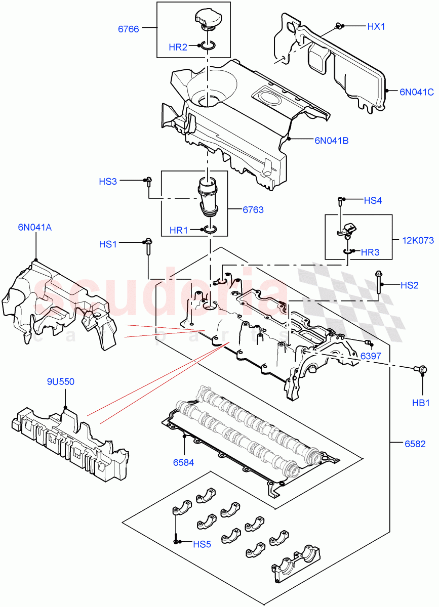 Cylinder Head Cover (2.0L AJ21D4 Diesel Mid, Halewood (UK)) ((V) FROMMH000001) of Land Rover Land Rover Discovery Sport (2015+) [2.0 Turbo Diesel AJ21D4]