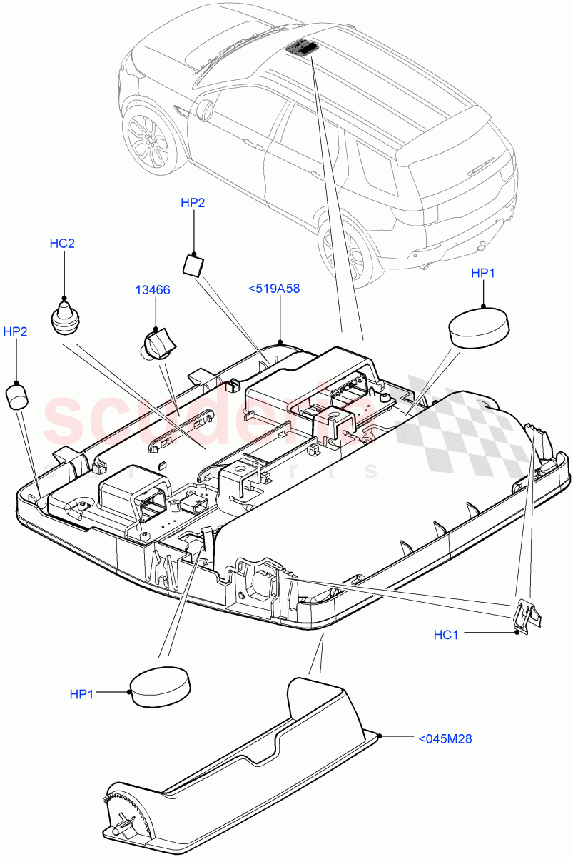 Console - Overhead(Changsu (China))((V)FROMFG000001) of Land Rover Land Rover Discovery Sport (2015+) [2.2 Single Turbo Diesel]