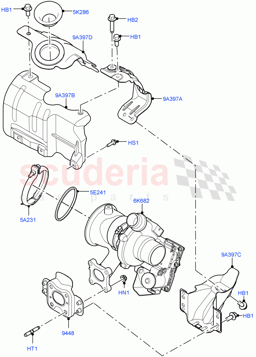 Turbocharger (1.5L AJ20P3 Petrol High PHEV, Halewood (UK), 1.5L AJ20P3 Petrol High) ((V) FROMLH000001) of Land Rover Land Rover Discovery Sport (2015+) [1.5 I3 Turbo Petrol AJ20P3]