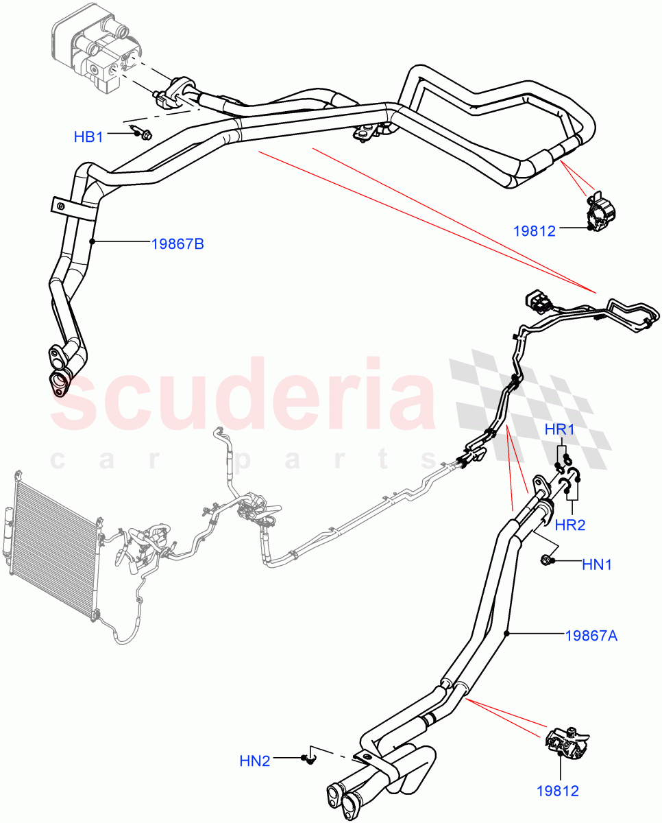 Air Conditioning Condensr/Compressr (Rear) (Air Conditioning Hybrid-Front/Rear) ((V) FROMJA000001, (V) TOJA999999) of Land Rover Land Rover Range Rover (2012-2021) [2.0 Turbo Petrol AJ200P]