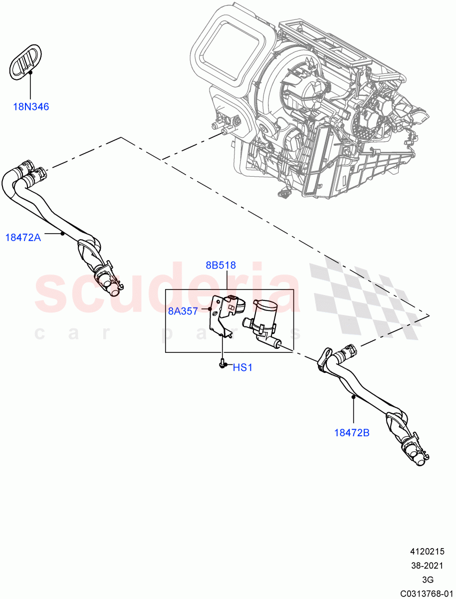 Heater Hoses(2.0L AJ20D4 Diesel LF PTA,Itatiaia (Brazil),2.0L AJ20D4 Diesel High PTA,2.0L AJ20D4 Diesel Mid PTA) of Land Rover Land Rover Range Rover Evoque (2019+) [2.0 Turbo Petrol AJ200P]