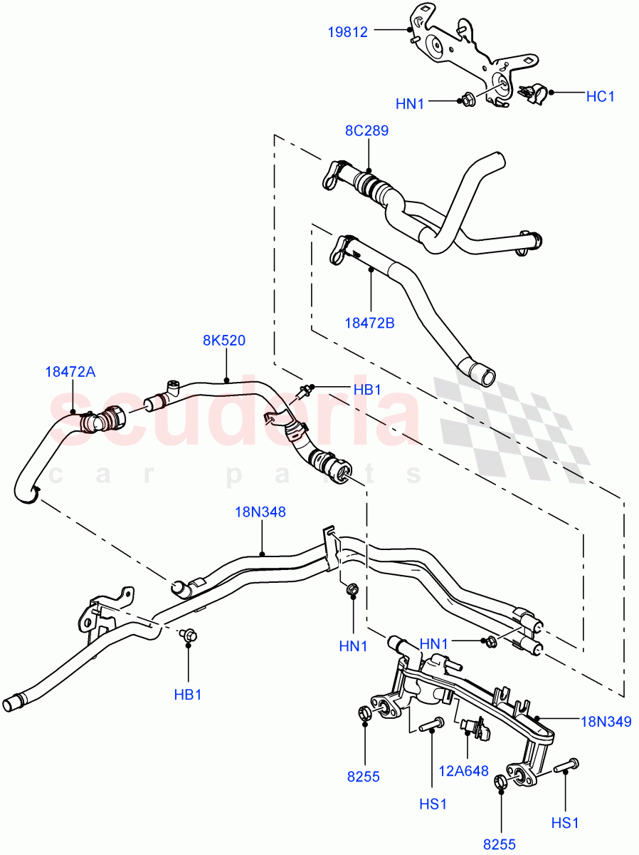 Heater Hoses(Front)(5.0L OHC SGDI SC V8 Petrol - AJ133,Premium Air Conditioning-Front/Rear,Less Park Heating,5.0L OHC SGDI NA V8 Petrol - AJ133)((V)FROMAA000001) of Land Rover Land Rover Range Rover (2010-2012) [5.0 OHC SGDI SC V8 Petrol]