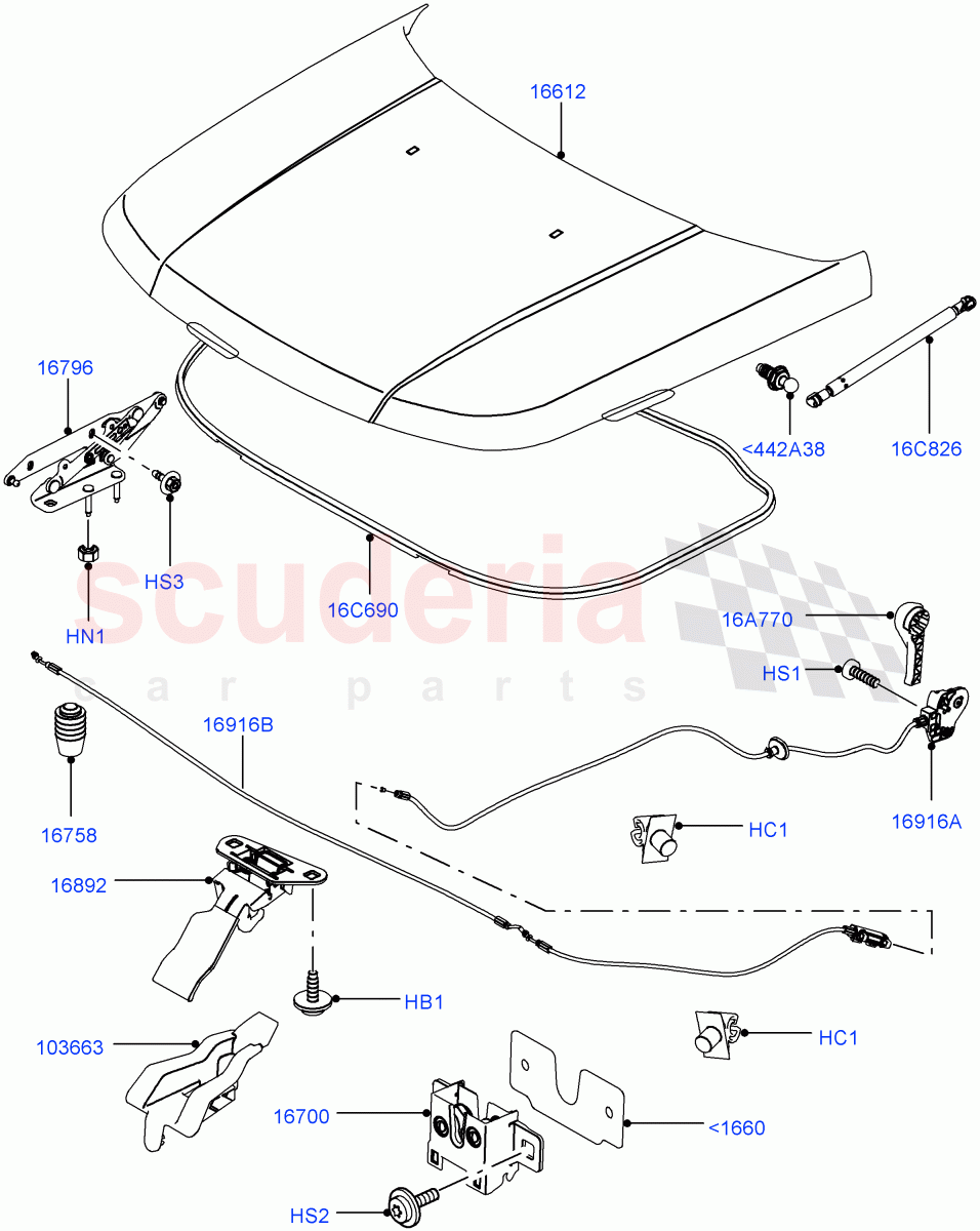 Hood And Related Parts ((V) TO9A999999) of Land Rover Land Rover Range Rover Sport (2005-2009) [4.2 Petrol V8 Supercharged]