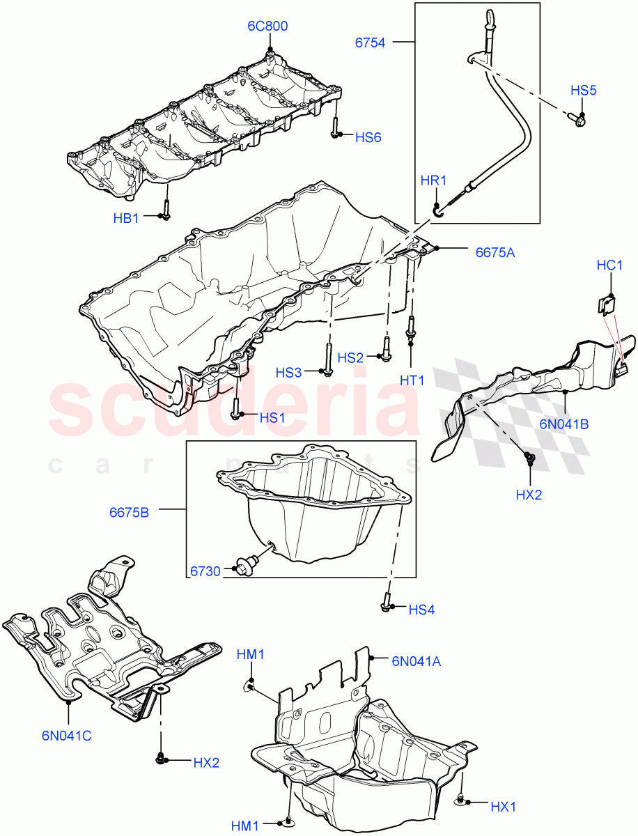 Oil Pan/Oil Level Indicator (3.0L AJ20D6 Diesel High) ((V) FROMLA000001) of Land Rover Land Rover Range Rover (2012-2021) [3.0 I6 Turbo Diesel AJ20D6]