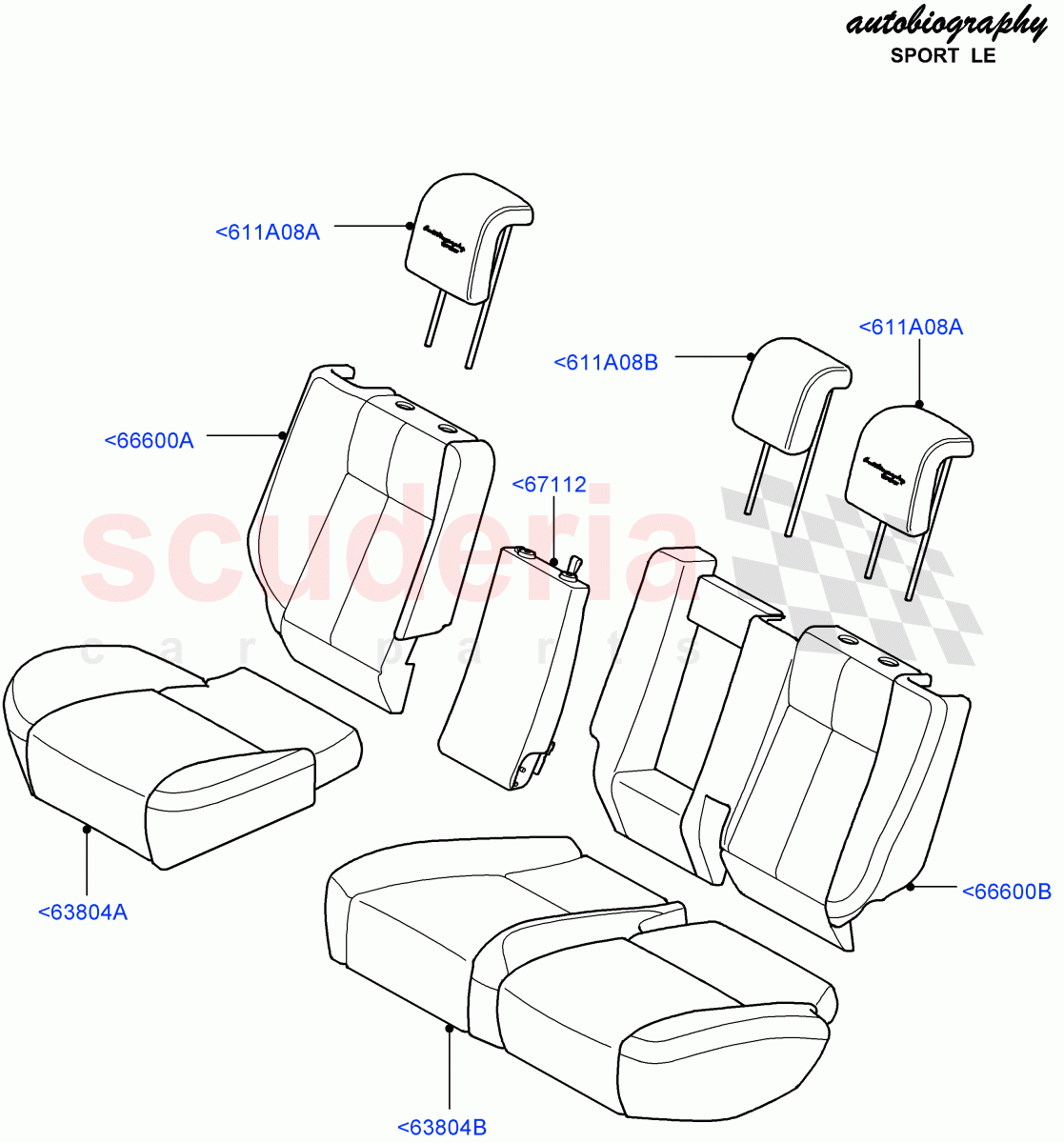 Rear Seat Covers (Autobiography Sport LE) (Windsor (M-L)) ((V) FROMCA000001) of Land Rover Land Rover Range Rover Sport (2010-2013) [3.0 Diesel 24V DOHC TC]