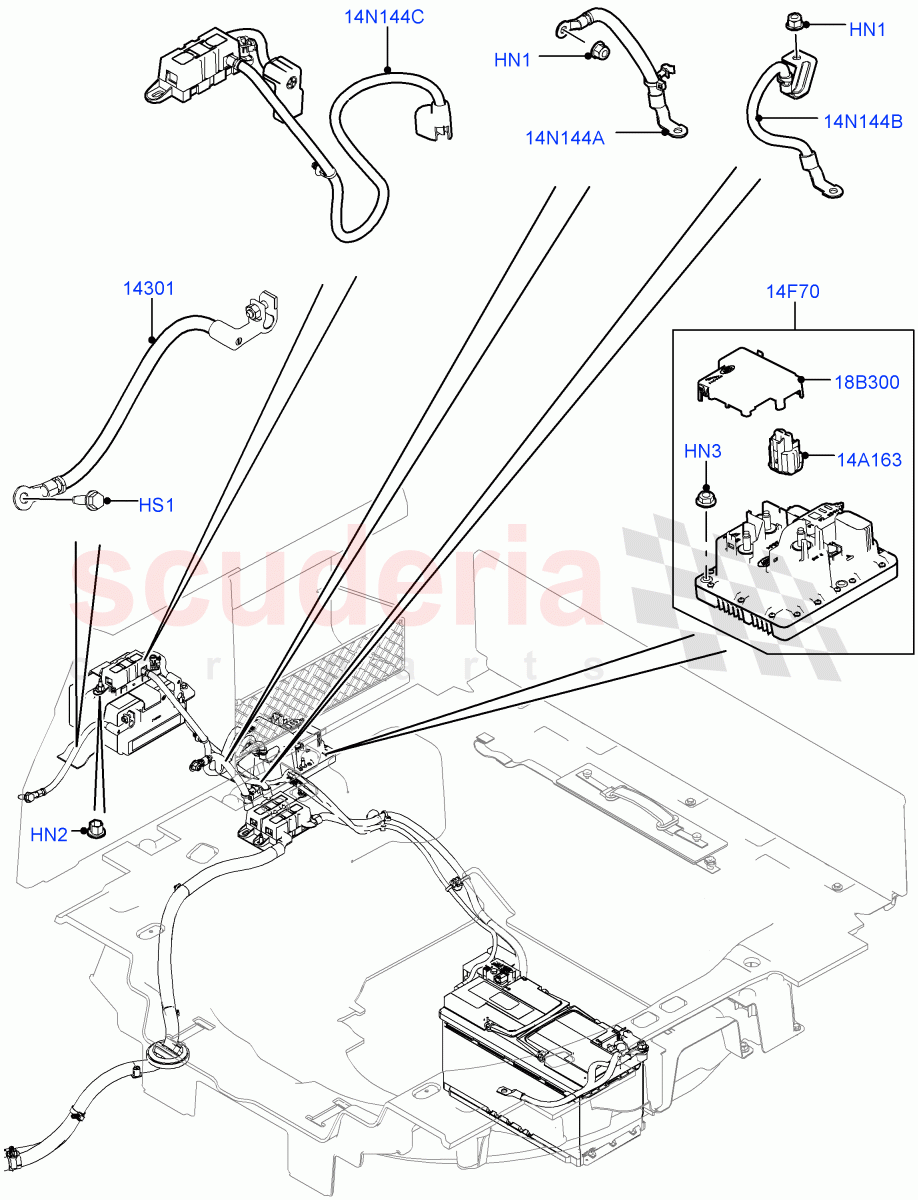 Battery Cables And Horn(Battery Cables)(Starter - Stop/Start System,Auxillary Battery 14AH B19) of Land Rover Land Rover Range Rover Sport (2014+) [3.0 Diesel 24V DOHC TC]