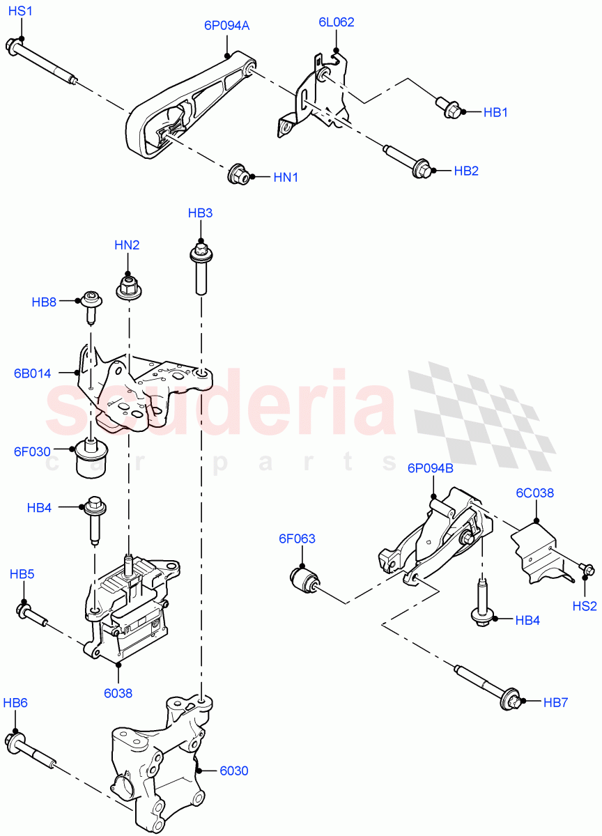Engine Mounting (2.0L AJ20D4 Diesel LF PTA, Halewood (UK), 2.0L AJ20D4 Diesel Mid PTA, 2.0L AJ20D4 Diesel High PTA) ((V) FROMLH000001) of Land Rover Land Rover Discovery Sport (2015+) [1.5 I3 Turbo Petrol AJ20P3]