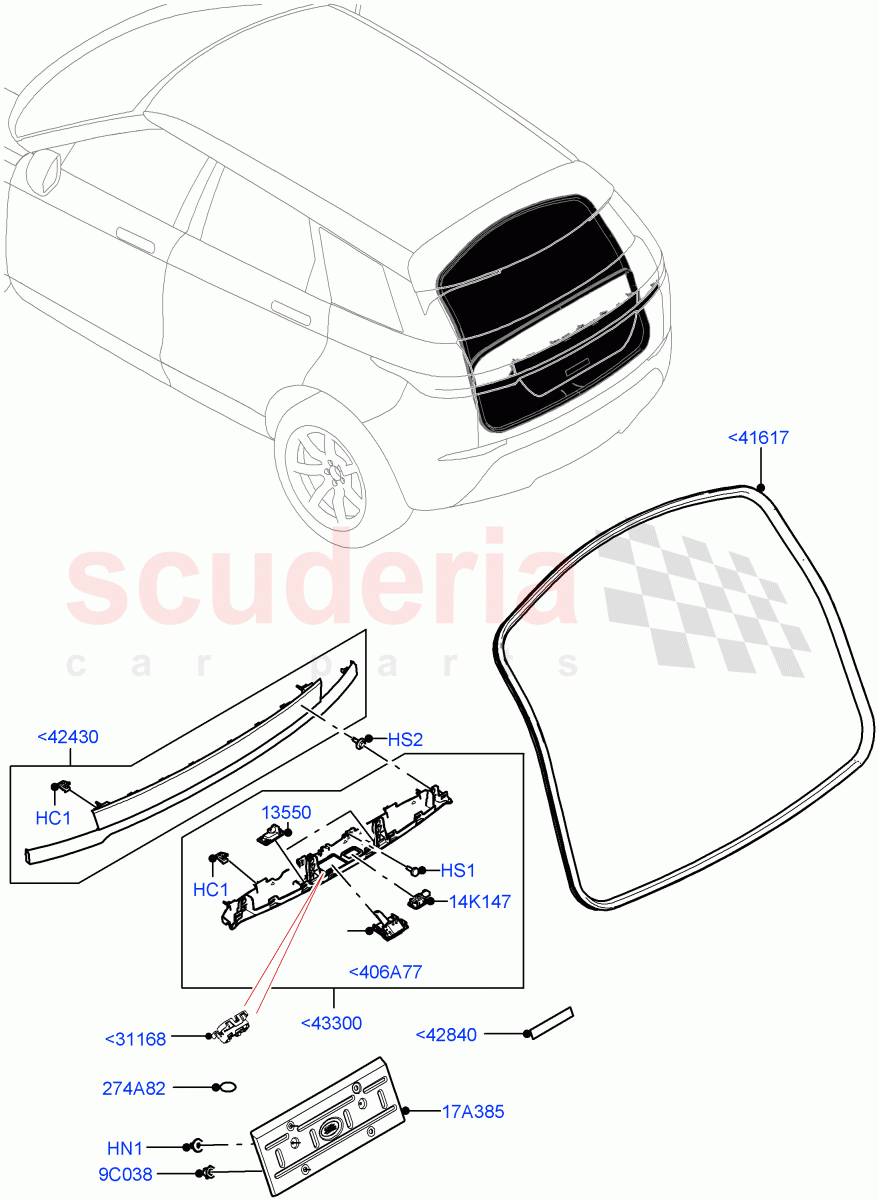 Luggage Compartment Door(Weatherstrips And Seals)(Halewood (UK)) of Land Rover Land Rover Range Rover Evoque (2019+) [2.0 Turbo Diesel AJ21D4]