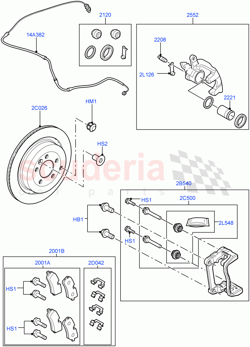 Rear Brake Discs And Calipers (3.0L 24V DOHC V6 TC Diesel, 5.0L OHC SGDI NA V8 Petrol - AJ133) ((V) FROMAA547441, (V) TOCA999999) of Land Rover Land Rover Discovery 4 (2010-2016) [3.0 Diesel 24V DOHC TC]