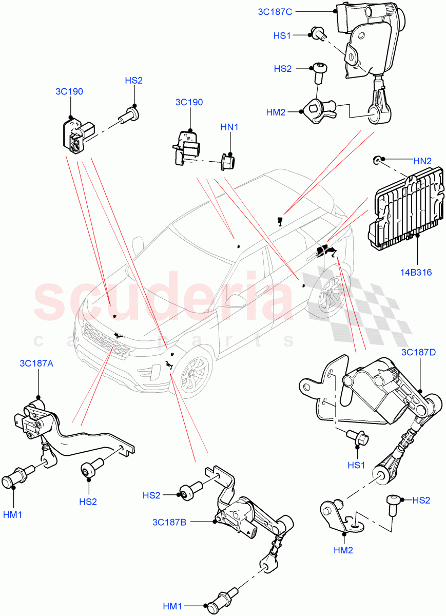 Height And Adaptive Damping Control (Itatiaia (Brazil)) of Land Rover Land Rover Range Rover Evoque (2019+) [1.5 I3 Turbo Petrol AJ20P3]
