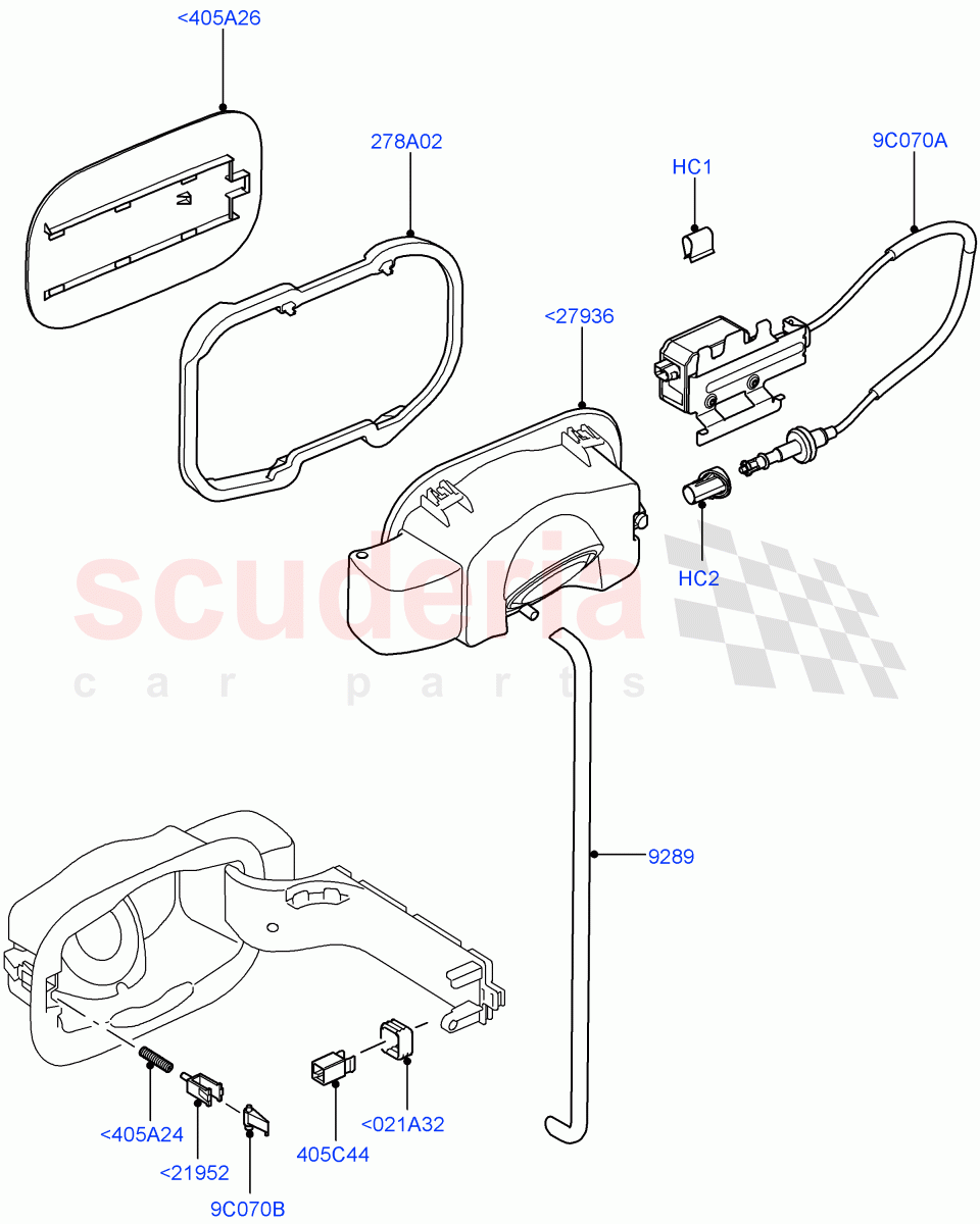 Fuel Tank Filler Door And Controls((V)TO9A999999) of Land Rover Land Rover Range Rover Sport (2005-2009) [2.7 Diesel V6]