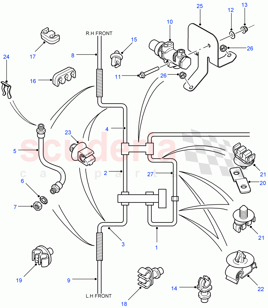 Front Brake Pipes(Brake Limiting Valve/Lav,Less Anti-Lock Braking System)((V)FROM7A000001) of Land Rover Land Rover Defender (2007-2016)