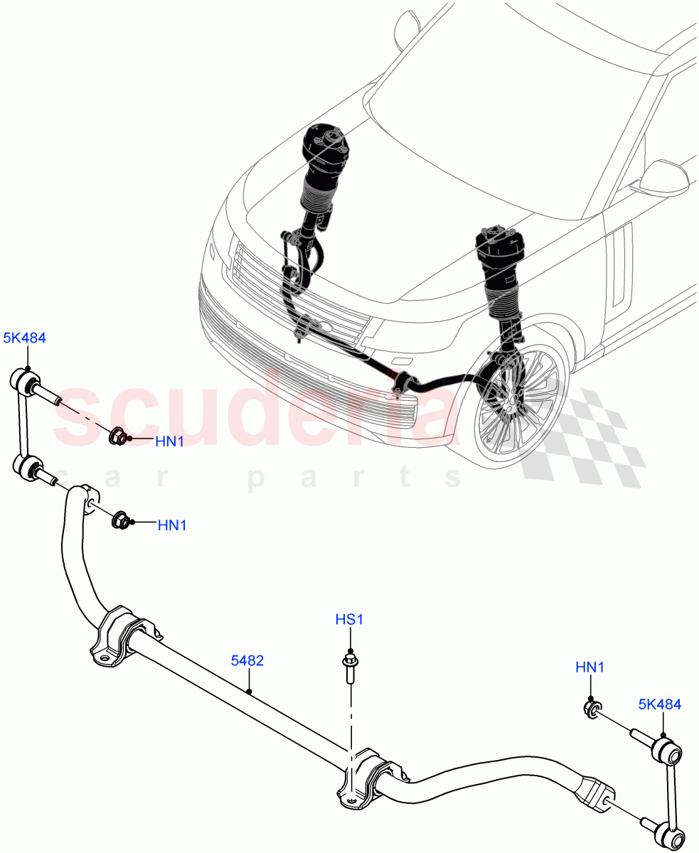 Front Cross Member & Stabilizer Bar (Conventional Stabilizer Bar) (With Four Corner Air Suspension) of Land Rover Land Rover Range Rover (2022+) [3.0 I6 Turbo Petrol AJ20P6]