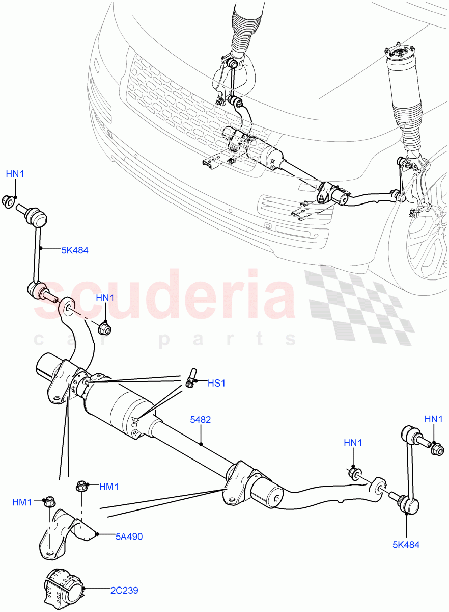 Front Cross Member & Stabilizer Bar(Active Stabilizer Bar)(5.0 Petrol AJ133 DOHC CDA,With ACE Suspension,4.4L DOHC DITC V8 Diesel,5.0L OHC SGDI SC V8 Petrol - AJ133)((V)TOJA999999) of Land Rover Land Rover Range Rover (2012-2021) [4.4 DOHC Diesel V8 DITC]