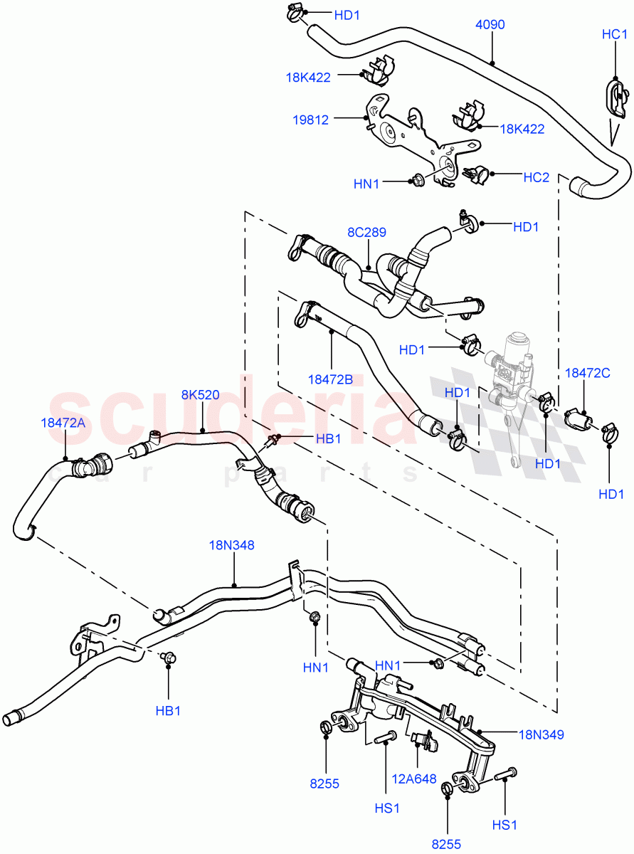 Heater Hoses(Front)(5.0L OHC SGDI NA V8 Petrol - AJ133,Premium Air Conditioning-Front/Rear,Park Heating With Remote Control,5.0L OHC SGDI SC V8 Petrol - AJ133)((V)FROMAA000001) of Land Rover Land Rover Range Rover (2010-2012) [4.4 DOHC Diesel V8 DITC]