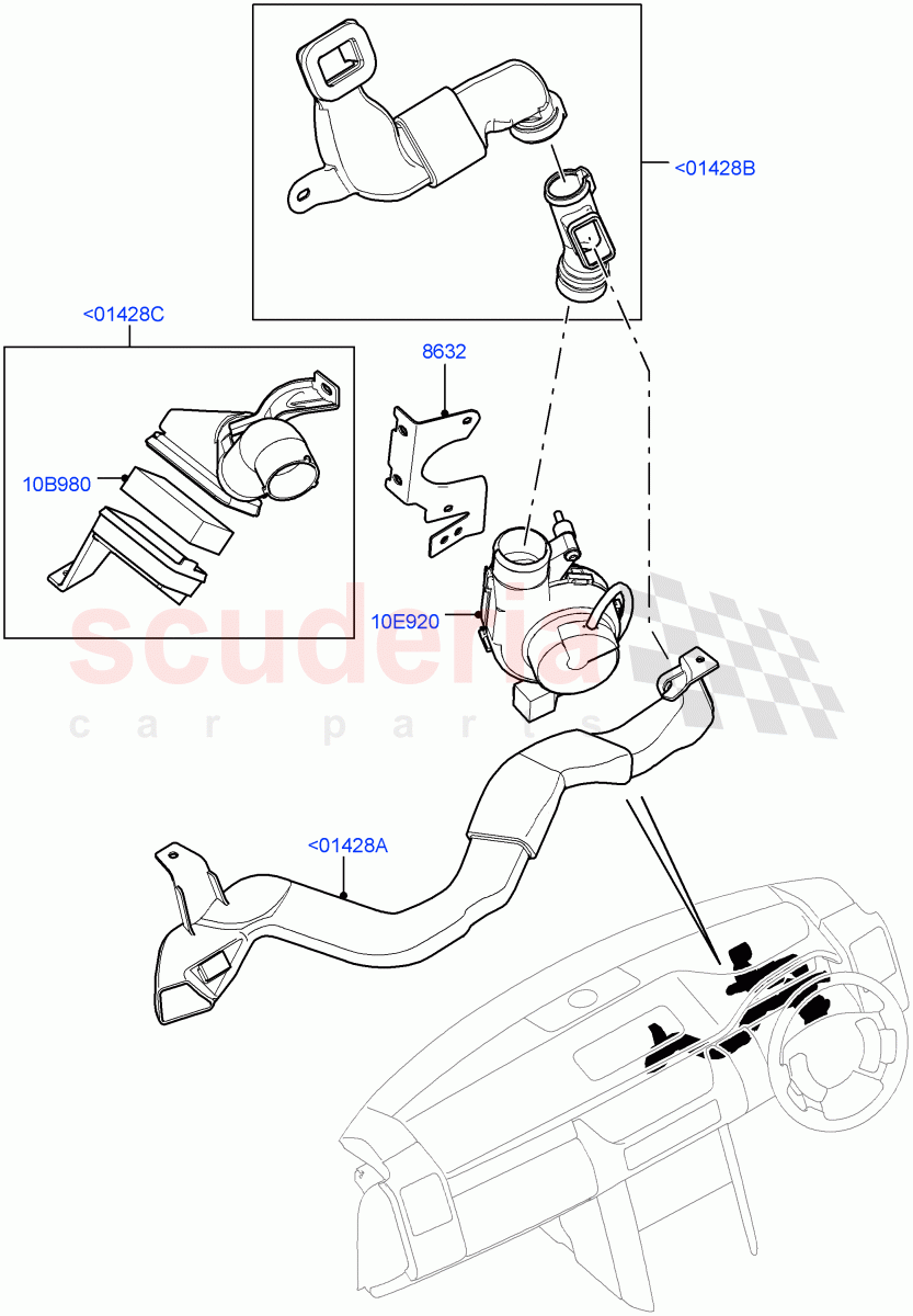 Air Vents, Louvres And Ducts(Instrument Cluster And Front Screen Cooling System)((V)FROMAA000001) of Land Rover Land Rover Range Rover (2010-2012) [5.0 OHC SGDI SC V8 Petrol]