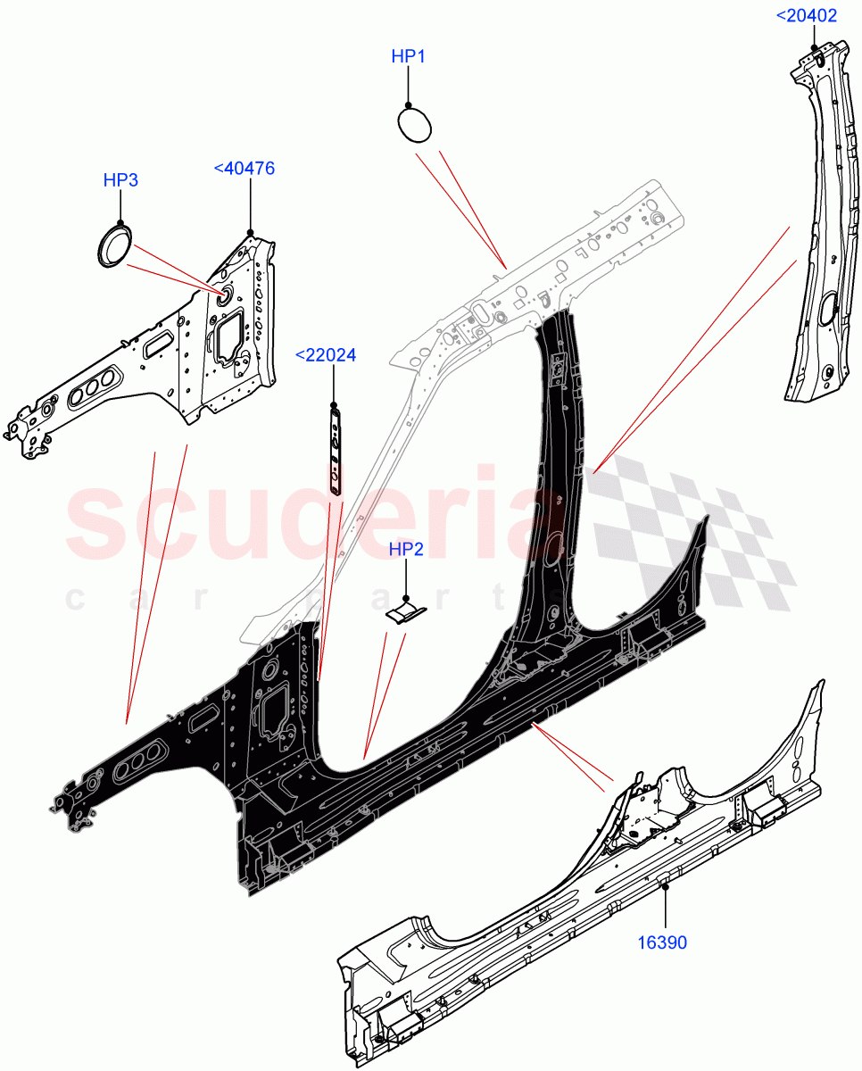 Side Panels - Inner(Inner - Front, Nitra Plant Build)((V)FROMK2000001) of Land Rover Land Rover Discovery 5 (2017+) [3.0 Diesel 24V DOHC TC]