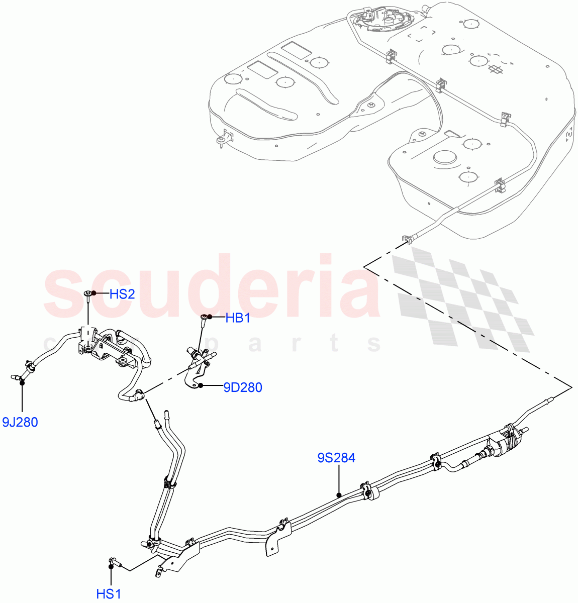 Fuel Lines (Nitra Plant Build) (3.0L AJ20P6 Petrol High) ((V) FROMM2000001) of Land Rover Land Rover Discovery 5 (2017+) [3.0 I6 Turbo Petrol AJ20P6]