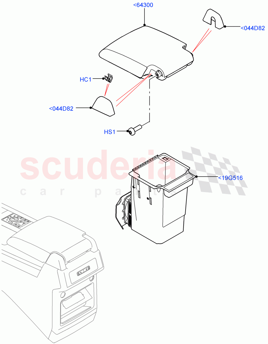 Console - Floor(For Stowage Boxes And Lids, Solihull Plant Build)((V)FROMHA000001) of Land Rover Land Rover Discovery 5 (2017+) [3.0 I6 Turbo Diesel AJ20D6]