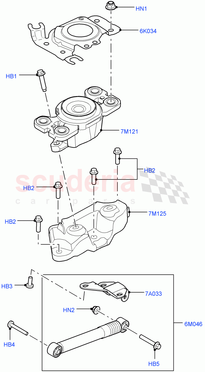 Transmission Mounting (2.0L 16V TIVCT T/C 240PS Petrol, 9 Speed Auto AWD, Itatiaia (Brazil)) ((V) FROMGT000001) of Land Rover Land Rover Range Rover Evoque (2012-2018) [2.0 Turbo Petrol GTDI]