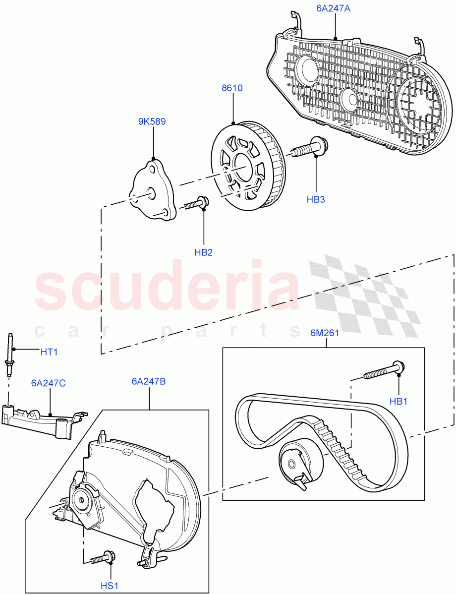 Pulleys And Drive Belts (Rear, Solihull Plant Build) (3.0 V6 Diesel) ((V) FROMAA000001) of Land Rover Land Rover Range Rover Sport (2014+) [3.0 Diesel 24V DOHC TC]