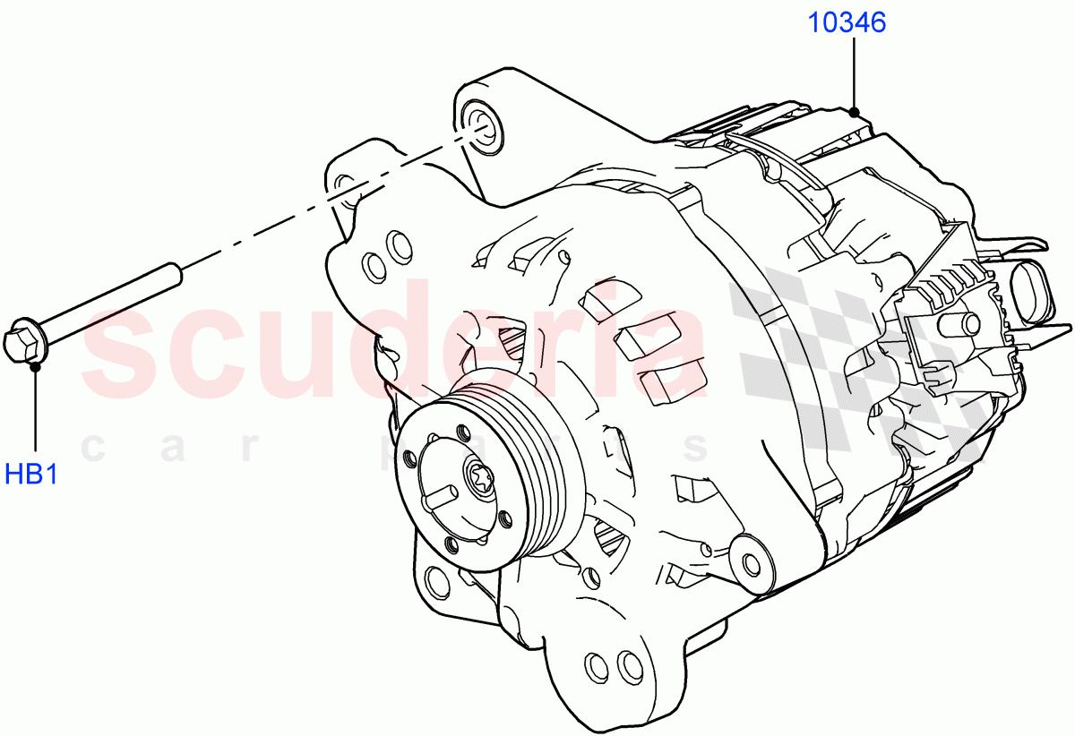 Alternator And Mountings (2.0L AJ200P Hi PHEV) ((V) FROMJA000001) of Land Rover Land Rover Range Rover Sport (2014+) [3.0 Diesel 24V DOHC TC]