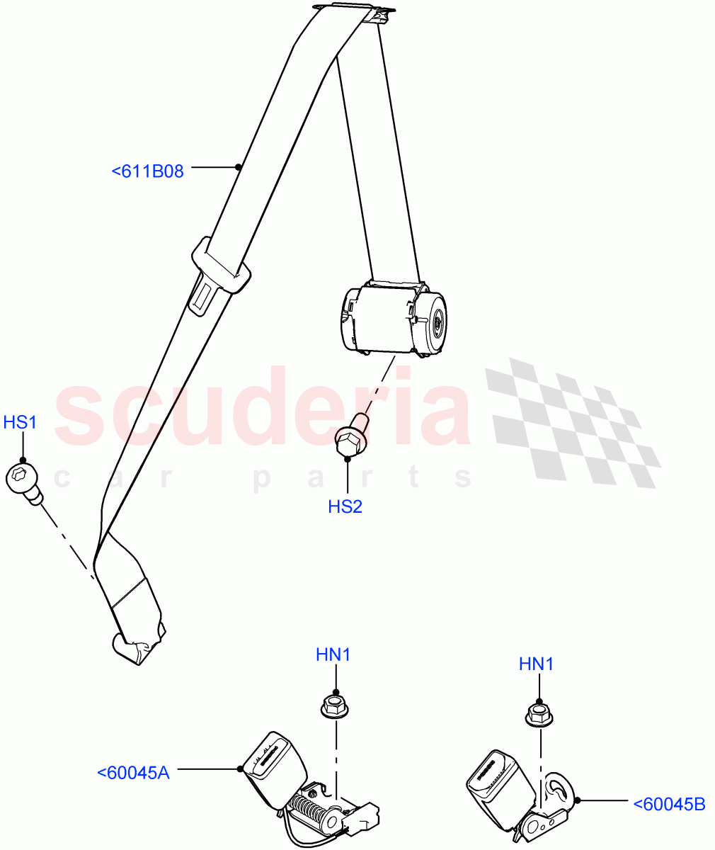 Rear Seat Belts(2 Door Convertible,Halewood (UK))((V)FROMGH000001) of Land Rover Land Rover Range Rover Evoque (2012-2018) [2.0 Turbo Petrol AJ200P]