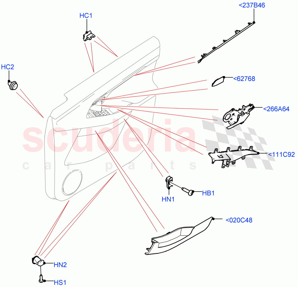 Rear Door Trim Installation(Changsu (China)) of Land Rover Land Rover Range Rover Evoque (2019+) [1.5 I3 Turbo Petrol AJ20P3]