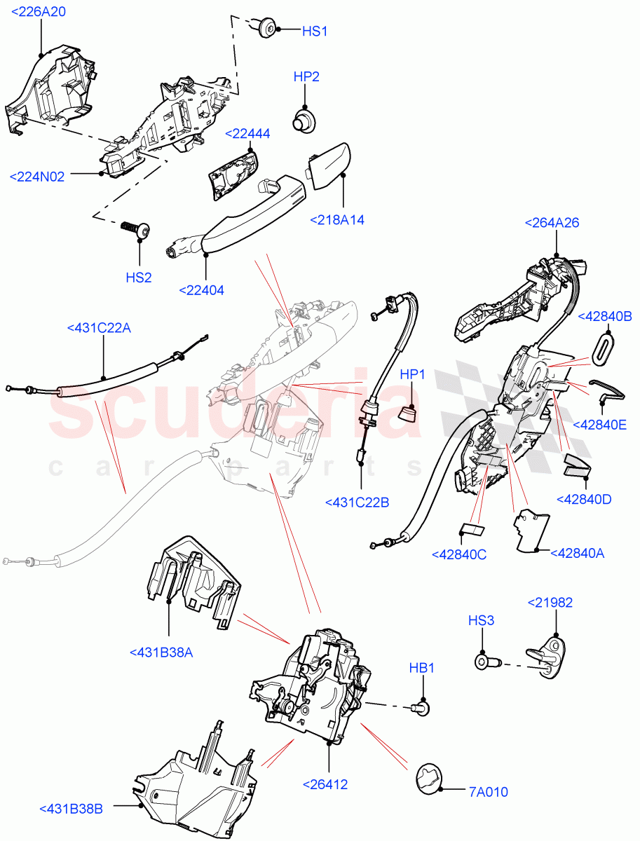 Rear Door Lock Controls (Nitra Plant Build) ((V) FROMK2000001) of Land Rover Land Rover Discovery 5 (2017+) [2.0 Turbo Diesel]