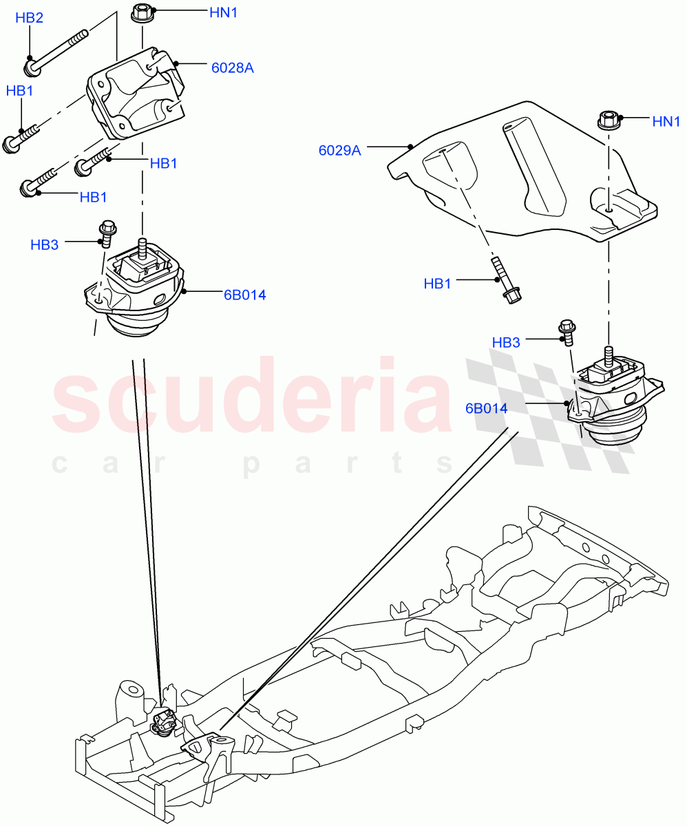 Engine Mounting(AJ Petrol 4.4 V8 EFI (220KW),AJ Petrol 4.2 V8 Supercharged)((V)TO9A999999) of Land Rover Land Rover Range Rover Sport (2005-2009) [2.7 Diesel V6]