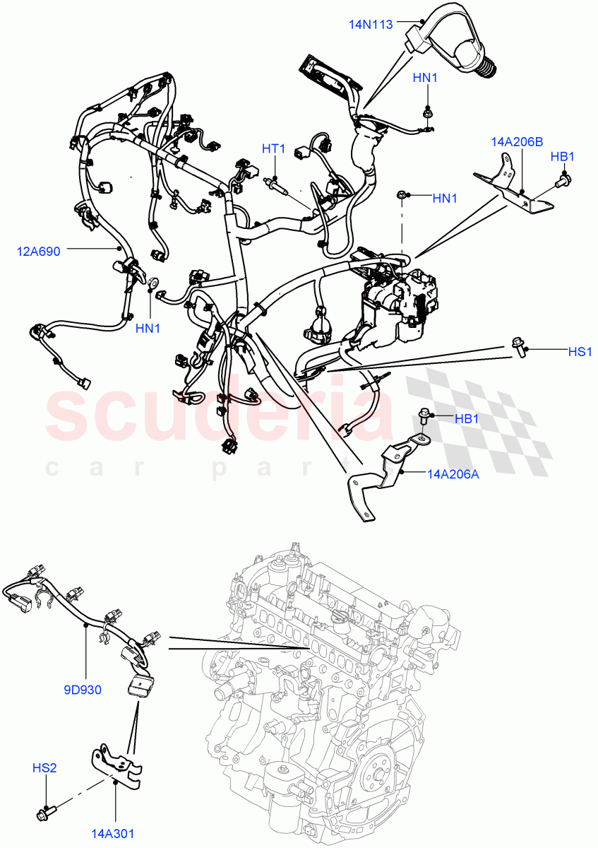 Electrical Wiring - Engine And Dash (Engine) (2.0L 16V TIVCT T/C 240PS Petrol, Changsu (China)) ((V) FROMFG000001) of Land Rover Land Rover Discovery Sport (2015+) [2.0 Turbo Diesel]