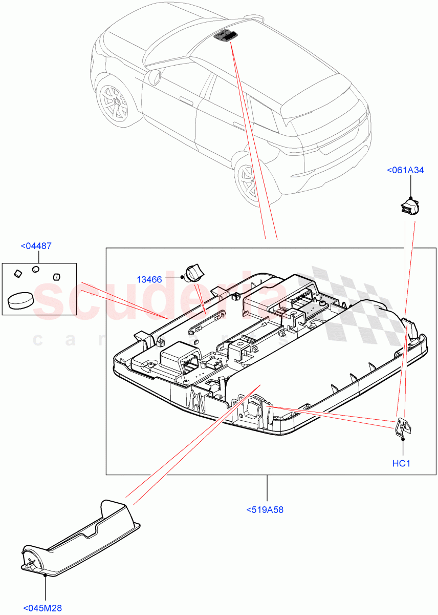 Console - Overhead(Itatiaia (Brazil)) of Land Rover Land Rover Range Rover Evoque (2019+) [2.0 Turbo Diesel]