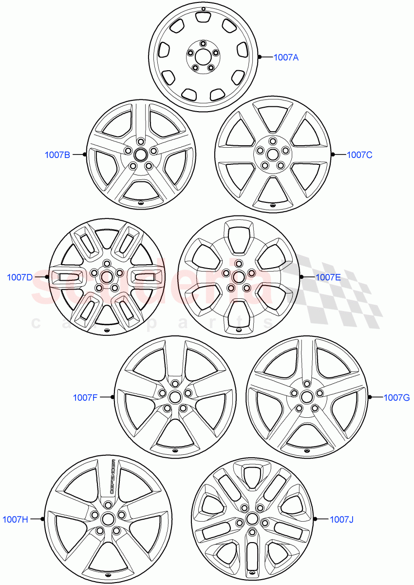 Wheels of Land Rover Land Rover Defender (2020+) [3.0 I6 Turbo Diesel AJ20D6]